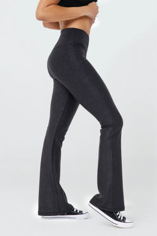 Luxe Edge Leather-Look Crossover Flare Leggings