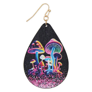 Neon Magic Wood Mushroom Print Earring - Fitkitty Culture Athleisure Wear, Yoga Wear &  Women's Clothing