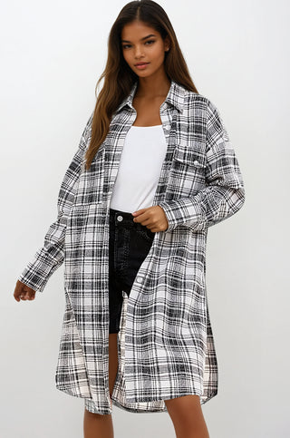 Oversized Long Plaid Shacket, Jacket, Fitkitty Culture, Fitkitty Culture