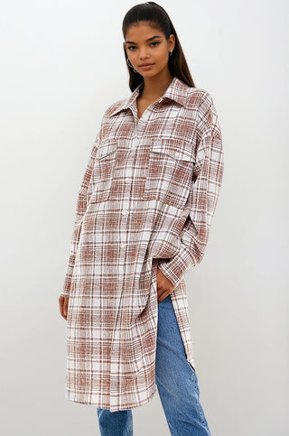 Oversized Long Plaid Shacket, Jacket, Fitkitty Culture, Fitkitty Culture