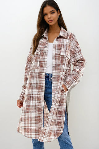 Oversized Long Plaid Shacket, Jacket, Fitkitty Culture, Fitkitty Culture