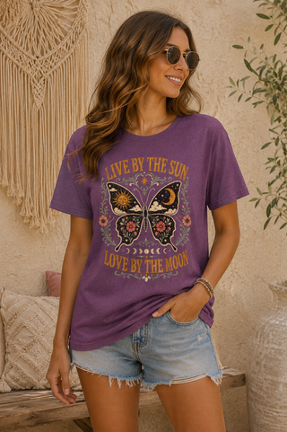 Live By The Sun Love By The Moon Butterfly T-Shirt