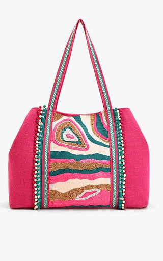 Hand-embellished Rebel Rhythm statement tote with bold boho detail