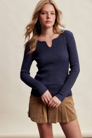 Ribbed V-Neck Knit Top | Fitkitty Culture®