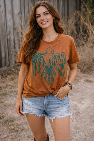 Roam Free Eagle T-Shirt — Vintage Desert Tribal Graphic Tee - Fitkitty Culture Athleisure Wear, Yoga Wear &  Women's Clothing