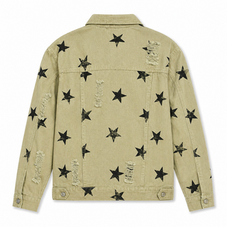 Sage Star Distressed Denim Jacket boho western statement layer