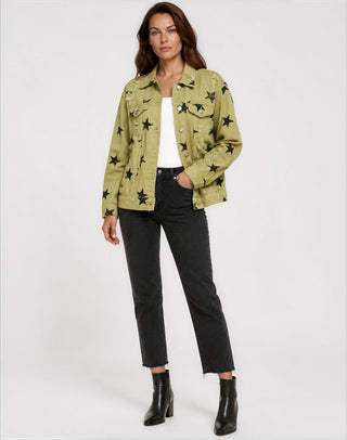Sage Star Distressed Denim Jacket - Fitkitty Culture Athleisure Wear, Yoga Wear &  Women's Clothing