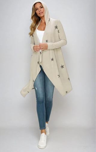 Starlight Drape Hooded Cardigan - Fitkitty Culture Athleisure Wear, Yoga Wear &  Women's Clothing