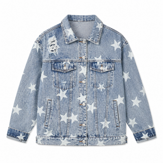 Washed Star Denim Jacket - Fitkitty Culture Athleisure Wear, Yoga Wear &  Women's Clothing
