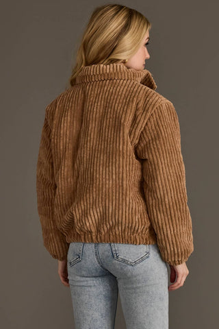 Tan Corduroy Puffer Jacket - Fitkitty Culture Athleisure Wear, Yoga Wear &  Women's Clothing