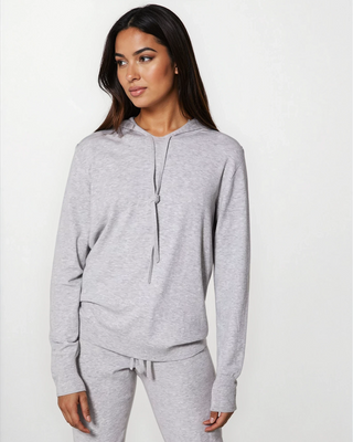 Sustainable knitwear hoodie in EcoViscose blend, soft and breathable