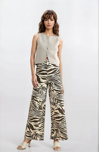 Espresso + Cream Zebra Print Wide Leg Pants - Fitkitty Culture Athleisure Wear, Yoga Wear &  Women's Clothing