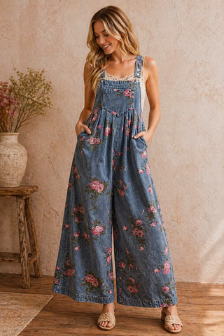 Vintage Rose Denim Overalls - Fitkitty Culture Athleisure Wear, Yoga Wear &  Women's Clothing