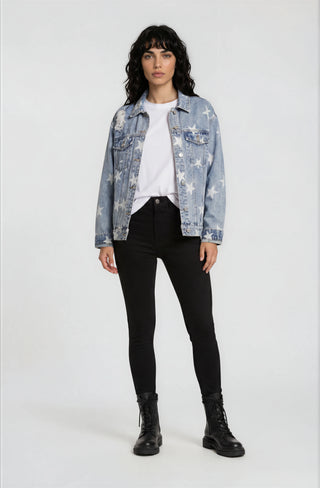 Washed Star Denim Jacket - Fitkitty Culture Athleisure Wear, Yoga Wear &  Women's Clothing
