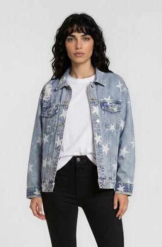 Washed Star Denim Jacket - Fitkitty Culture Athleisure Wear, Yoga Wear &  Women's Clothing