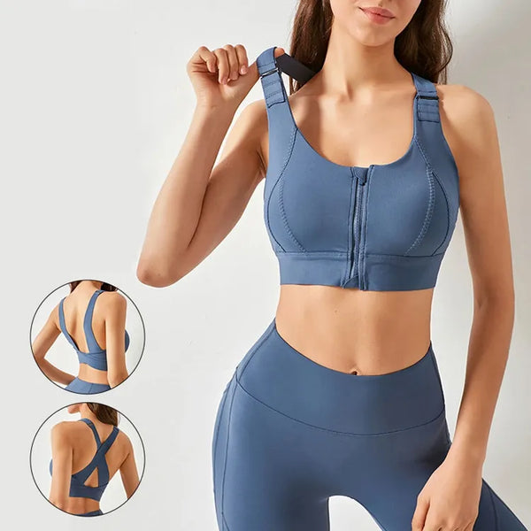 Front zip high impact sports bra shop