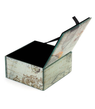 Yellow Bird & Cage Glass Keepsake Box