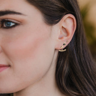 Stud Trio Ear Jacket Set - Moon/Black Spinel/Gold - Fitkitty Culture Athleisure Wear, Yoga Wear &  Women's Clothing