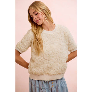 Ivory Bloom 3D Floral Knit Top