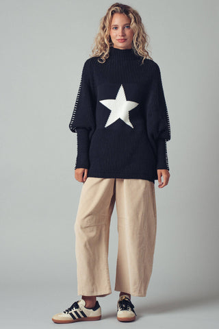 Star Knit Oversized Sweater Top - Fitkitty Culture Athleisure Wear, Yoga Wear &  Women's Clothing