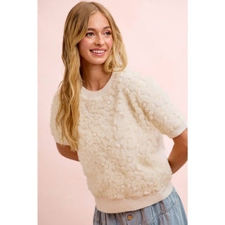 Ivory Bloom 3D Floral Knit Top