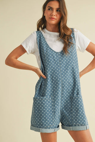 IR2267-A FLORAL PRINT DENIM SCOOP NECK OVERSIZED ROMPER - Fitkitty Culture Athleisure Wear, Yoga Wear &  Women's Clothing