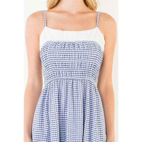 Coastal Brunch Gingham Smocked Maxi Dress