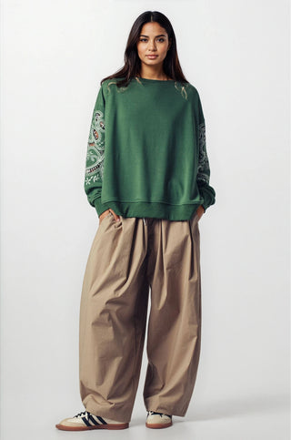 Romantic Lace Embroidered Sleeve Sweatshirt - Fitkitty Culture Athleisure Wear, Yoga Wear &  Women's Clothing