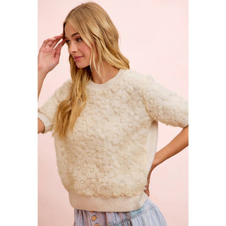 Ivory Bloom 3D Floral Knit Top