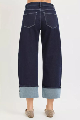 Slouchy cropped barrel jeans, back view