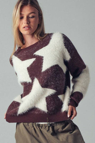 Starry  Fuzzy Knit Sweater