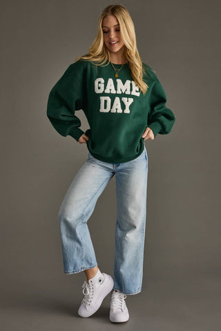 Green Game Day Terry-Embroidered Sweatshirt