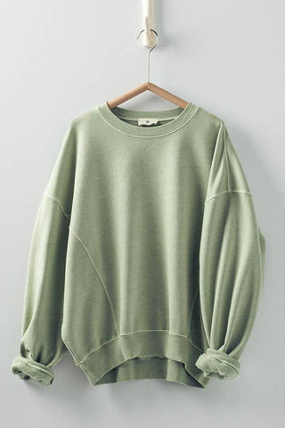 Crew Neck Comfort Washed Sweatshirt vintage wash finish from Fitkitty Culture