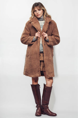 Cozy Longline Notched Lapel Teddy Coat - Fitkitty Culture Athleisure Wear, Yoga Wear &  Women's Clothing