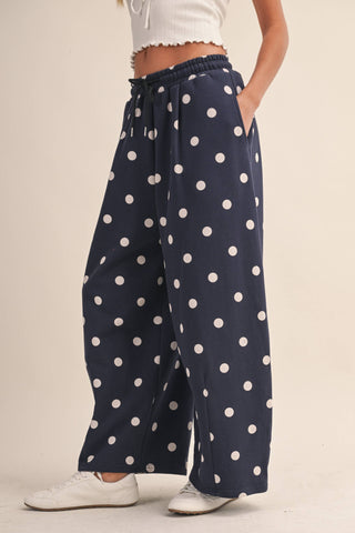 Polka Dot Barrel Leg Sweatpants, view 6 | Fitkitty Culture®