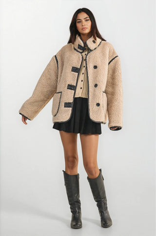 Reversible Sherpa + Suede Contrast Jacket - Fitkitty Culture Athleisure Wear, Yoga Wear &  Women's Clothing