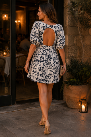 open back babydoll dress Evelyn Open Back Babydoll Mini Dress American Threads Boutique