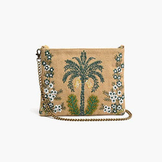 Desert Oasis Embellished Clutch – Luxe Handwoven Jacquard