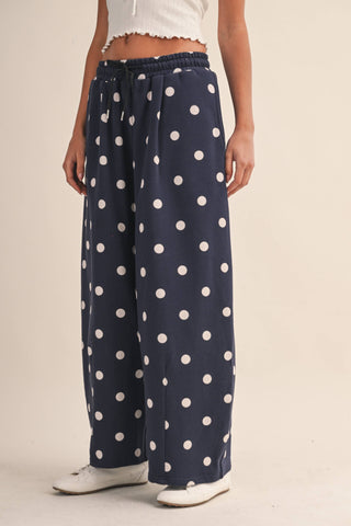 Polka Dot Barrel Leg Sweatpants, view 4 | Fitkitty Culture®
