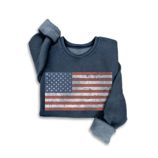 Vintage Americana Flag Fleece Sweatshirt