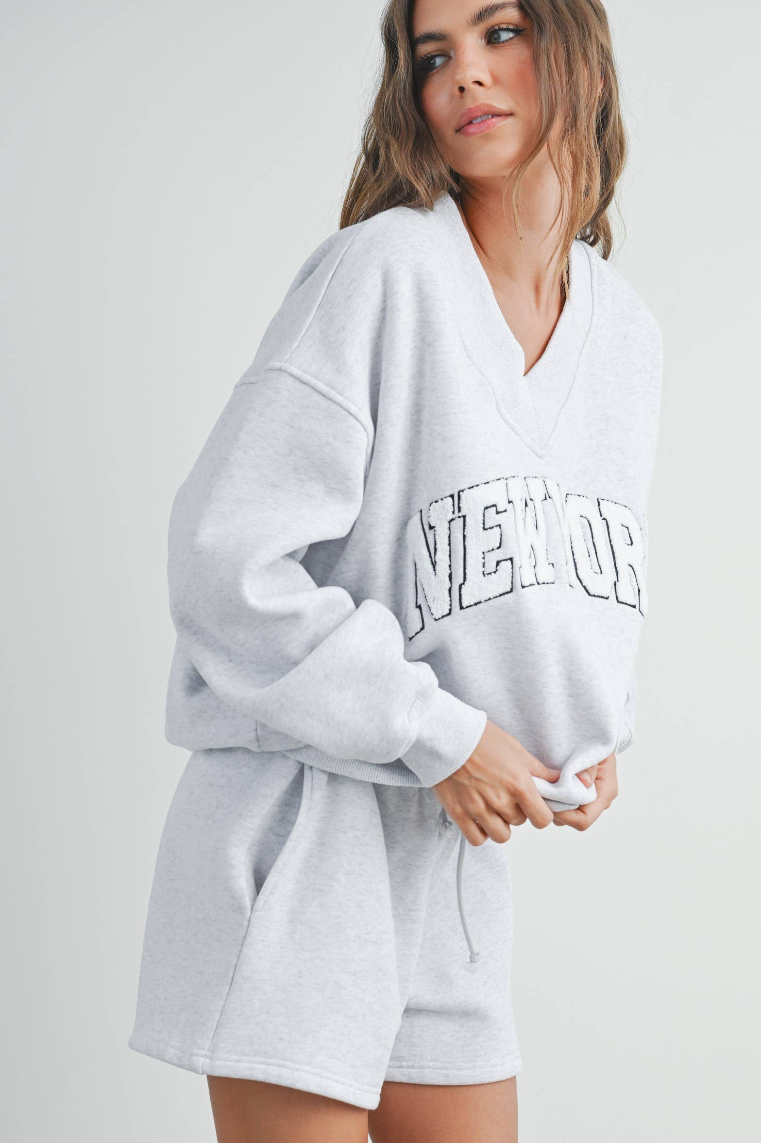 New York V-Neck Sweatshirt | Soft Graphic Pullover