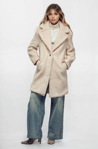 Cozy Longline Notched Lapel Teddy Coat - Fitkitty Culture Athleisure Wear, Yoga Wear &  Women's Clothing