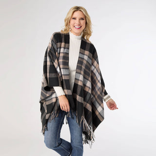 Ellin Plaid Fringe Wrap with Lurex - Fitkitty Culture Athleisure Wear, Yoga Wear &  Women's Clothing