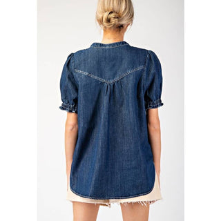 Mineral Washed Denim Top