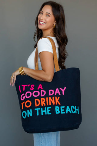 Navy Drink On The Beach Tote - Fitkitty Culture Athleisure Wear, Yoga Wear &  Women's Clothing