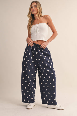 Polka Dot Barrel Leg Sweatpants, view 10 | Fitkitty Culture®