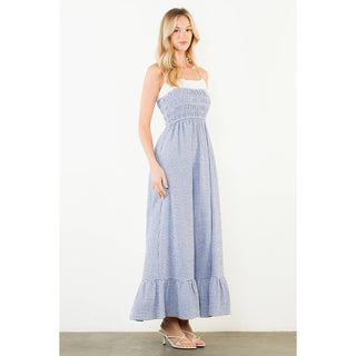 Coastal Brunch Gingham Smocked Maxi Dress