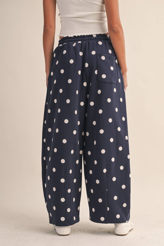 Polka Dot Barrel Leg Sweatpants, view 13 | Fitkitty Culture®