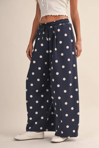 Polka Dot Barrel Leg Sweatpants, view 5 | Fitkitty Culture®