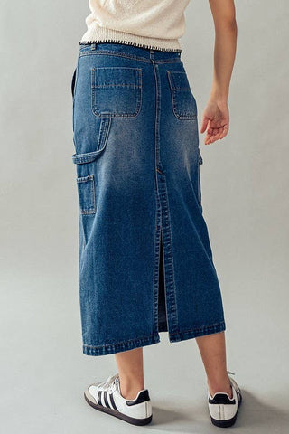 Utility Chic Midi Denim Skirt